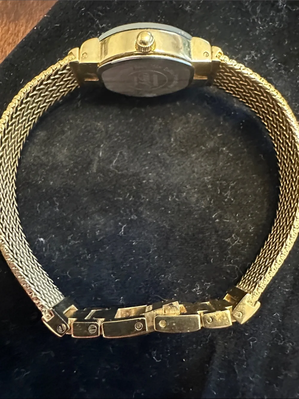 Vintage Armitron Gold-Tone Bracelet Watch with Black Oval Dial
